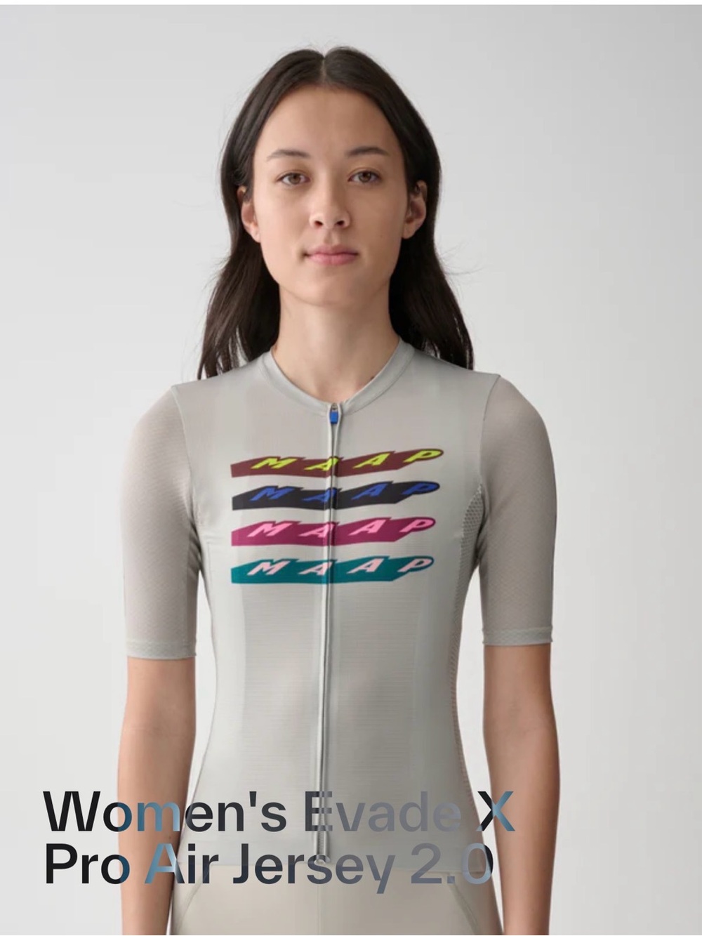 Light Gray Women’s Cycling Jersey with Multicolor Logo